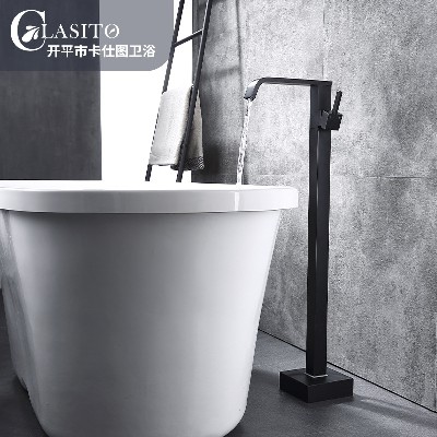 Cross border all copper single connected bathroom floor faucet, European style bathtub faucet, cold and hot vertical cylinder edge faucet, customized