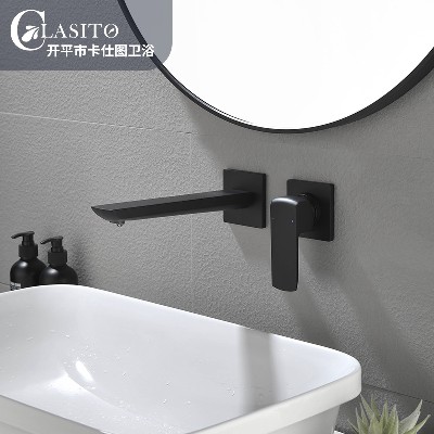 Manufacturer&s direct supply of copper black hot and cold concealed installation wall basin faucet, concealed buried wall basin faucet in bathroom