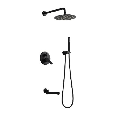 Circular three function black concealed showerhead