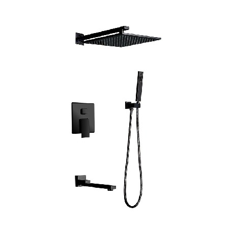 Cross border all copper concealed shower head set, customized processing, embedded wall style, black embedded wall shower source manufacturer