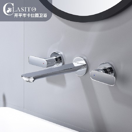 Directly supplied by the manufacturer, concealed full copper wall sink faucet, concealed buried hidden double handle bathroom sink faucet