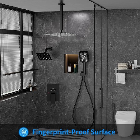 All copper button type concealed shower, embedded ceiling in wall shower, double top spray, North American Amazon cross-border exclusive