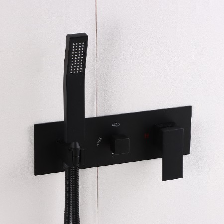 Cross border exclusive all copper concealed shower set hidden bathroom black embedded wall mounted showerhead toilet project
