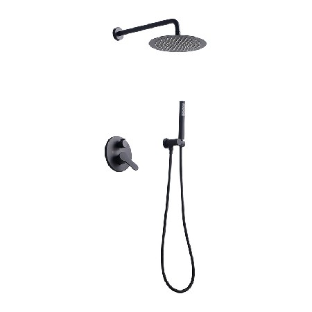 Cross border foreign trade black concealed shower head, circular concealed buried wall, all copper in wall shower head project, source factory