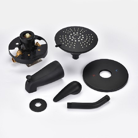 Cross border foreign trade exclusive concealed shower head wall mounted all copper American black nozzle set hot and cold American specifications