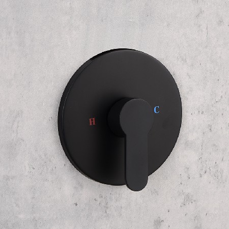 Circular single function wall mounted showerhead, black concealed shower set, pre embedded box, embedded all copper hot and cold showerhead