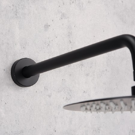 Circular single function wall mounted showerhead, black concealed shower set, pre embedded box, embedded all copper hot and cold showerhead