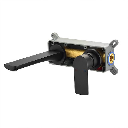 Manufacturer&s direct supply wall mounted all copper black concealed basin faucet, hot and cold single handle, buried in the wall, concealed embedded