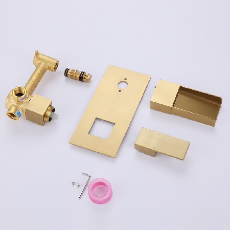 Hotel engineering buried wall concealed installation washbasin faucet with hot and cold water entering the wall waterfall bathroom basin faucet customized according to the picture