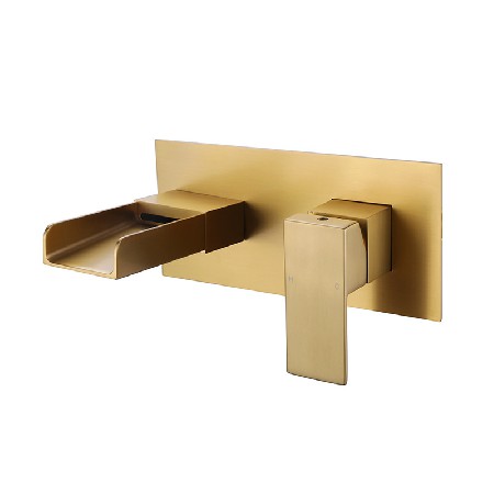 Hotel engineering buried wall concealed installation washbasin faucet with hot and cold water entering the wall waterfall bathroom basin faucet customized according to the picture