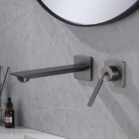 Copper concealed basin faucet, wall mounted bathroom cabinet faucet, concealed bathroom hot and cold buried wall faucet wholesale