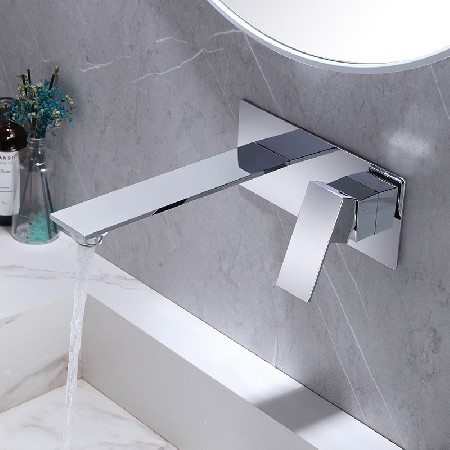 Hotel concealed washbasin faucet hot and cold wall installation project, buried wall concealed faucet bathroom basin waterfall faucet