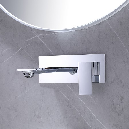 Hotel concealed washbasin faucet hot and cold wall installation project, buried wall concealed faucet bathroom basin waterfall faucet
