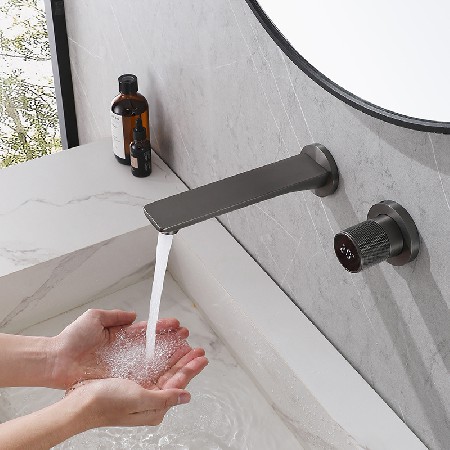 Household Simple Light Luxury Pre embedded Box Concealed Digital Display Basin Faucet Bathroom Full Copper Concealed Faucet Wholesale