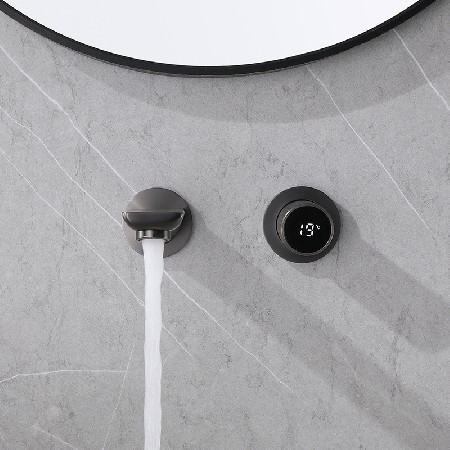 Household Simple Light Luxury Pre embedded Box Concealed Digital Display Basin Faucet Bathroom Full Copper Concealed Faucet Wholesale
