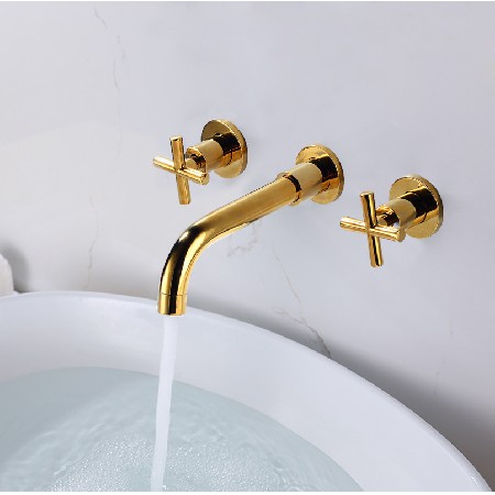 Manufacturer&s direct supply of all copper concealed basin faucet, embedded in wall faucet, bathroom dual handle hot and cold wall row pre embedded