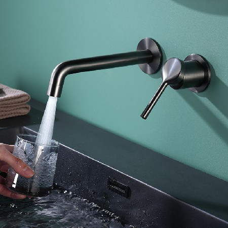 Cross border exclusive bathroom cabinet with wall mounted basin, concealed faucet, hidden embedded all copper hotel engineering faucet