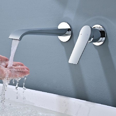 Cross border foreign trade hotel project all copper wall mounted basin faucet, concealed and embedded home decoration washbasin faucet