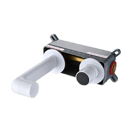 Manufacturer supplied all copper white concealed faucet with digital display and intelligent display, wall mounted bathroom cabinet, washbasin faucet