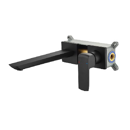 Manufacturer&s direct supply of copper black hot and cold concealed installation wall basin faucet, concealed buried wall basin faucet in bathroom