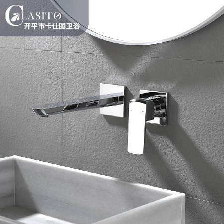 Cross border foreign trade exclusive all copper hot and cold concealed basin faucet in wall type single handle buried wall concealed basin faucet