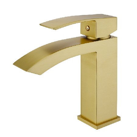 North American cross-border copper hot and cold washbasin faucet, single hole brushed gold simple European style light luxury washbasin, under table basin faucet