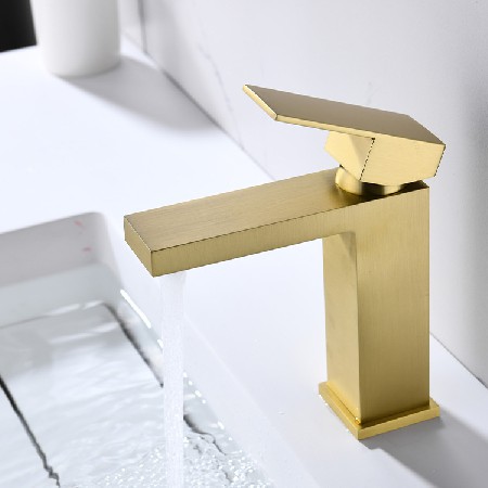 Cross border Nordic brushed gold basin faucet for foreign trade, simple and creative copper hot and cold table basin faucet manufacturer, direct
