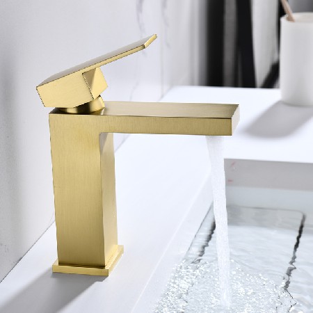 Cross border Nordic brushed gold basin faucet for foreign trade, simple and creative copper hot and cold table basin faucet manufacturer, direct