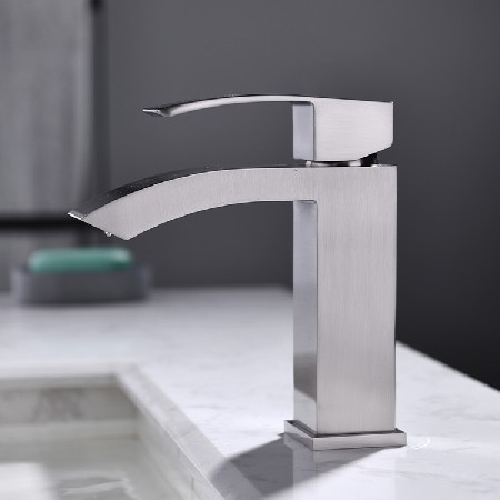 Cross border exclusive copper brushed basin faucet single hole Nordic hot and cold bathroom counter basin faucet manufacturer wholesale