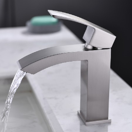 Cross border exclusive copper brushed basin faucet single hole Nordic hot and cold bathroom counter basin faucet manufacturer wholesale