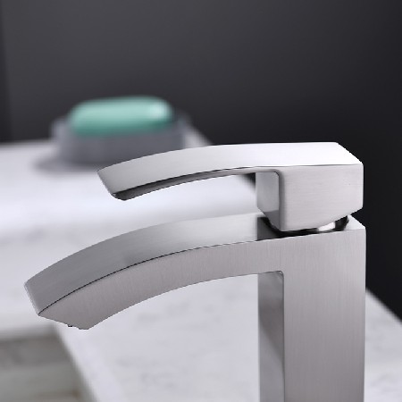Cross border exclusive copper brushed basin faucet single hole Nordic hot and cold bathroom counter basin faucet manufacturer wholesale