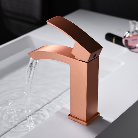 Manufacturer wholesale copper table basin faucet Nordic light luxury brushed rose gold bathroom counter basin faucet creative