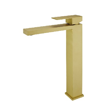 Cross border North American copper Nordic brushed gold basin faucet with high cold and hot table basin faucet, simple bathroom cabinet faucet