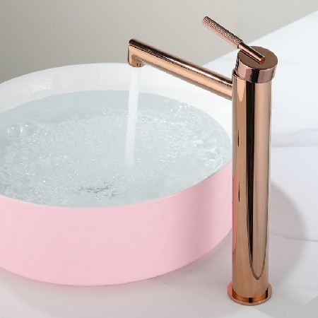 Elevated rose gold hot and cold basin faucet bathroom cabinet hot and cold faucet basin household single hole hot and cold faucet