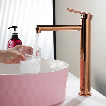 Elevated rose gold hot and cold basin faucet bathroom cabinet hot and cold faucet basin household single hole hot and cold faucet